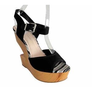 BCBGeneration Sandals Women 8M Black Suede Vendi Open-toe Platform Shoes